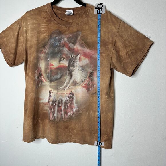 The Mountain Carol Cavalaris Wolves USA Dream Catcher Brown Tie Dye Tee Medium - Picture 7 of 11